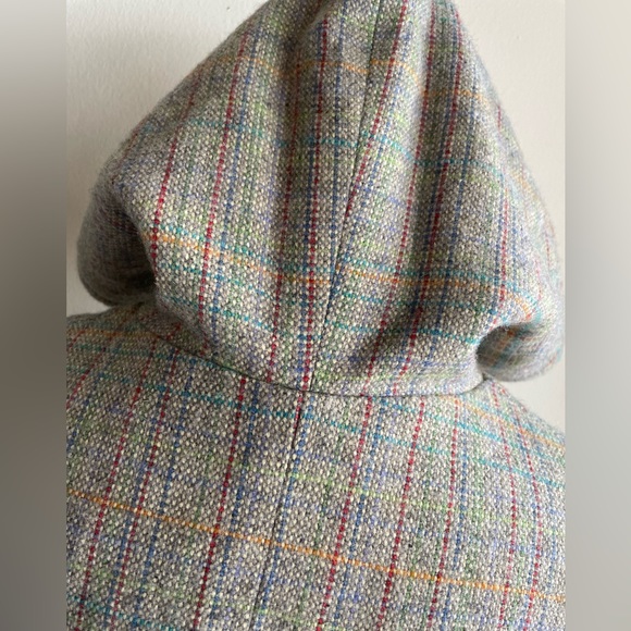 PAUL & JOE for TARGET TWEED, PLAID CAPE STYLE BUTTON FRONT PONCHO W HOOD, SZ S/M - Picture 8 of 17